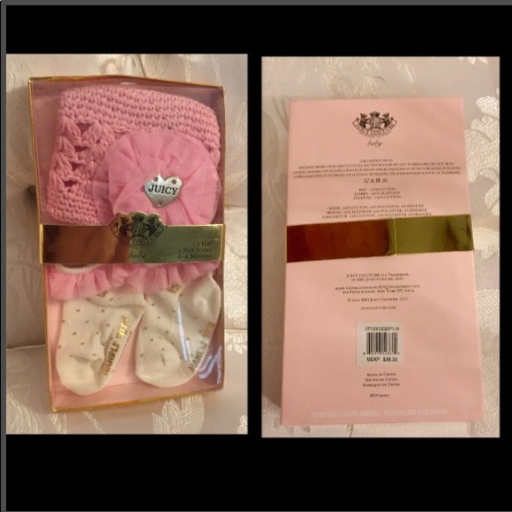 JUICY COUTURE  Infant Hat & Sock Gift Box Set - Picture 7 of 8